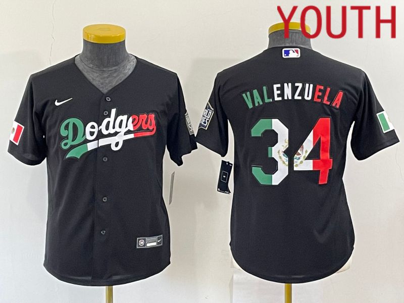 Youth Los Angeles Dodgers #34 Valenzuela Black Nike 2022 MLB Jersey2->youth mlb jersey->Youth Jersey